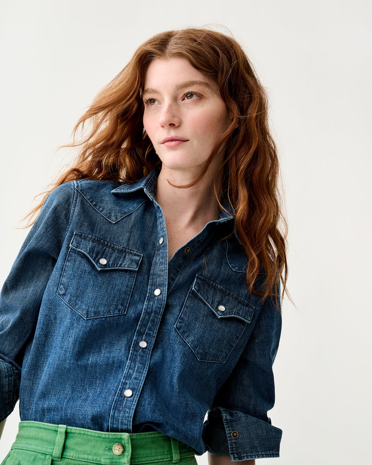 Western Shirt in 3-Year Indigo Lightweight Denim