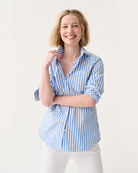Sidney Shirt in Blue/White Awning Stripe Poplin