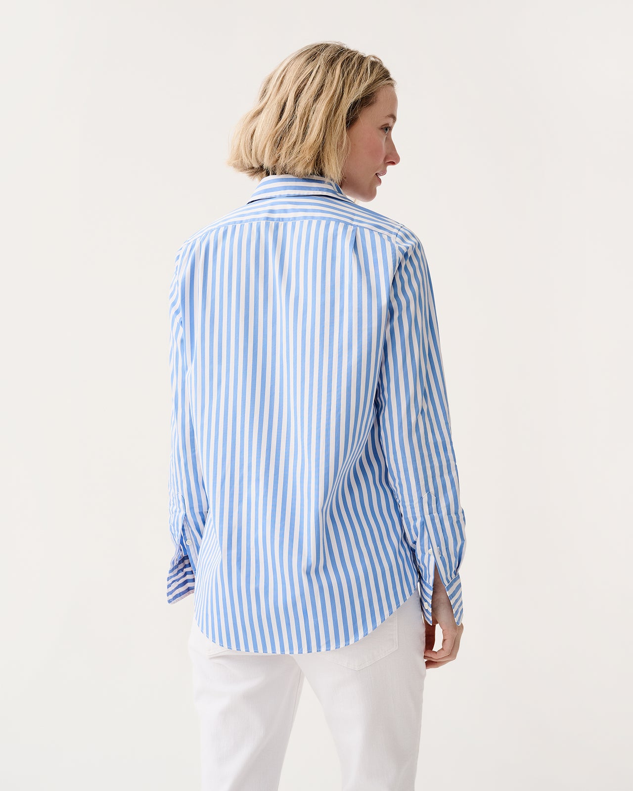 Sidney Shirt in Blue/White Awning Stripe Poplin