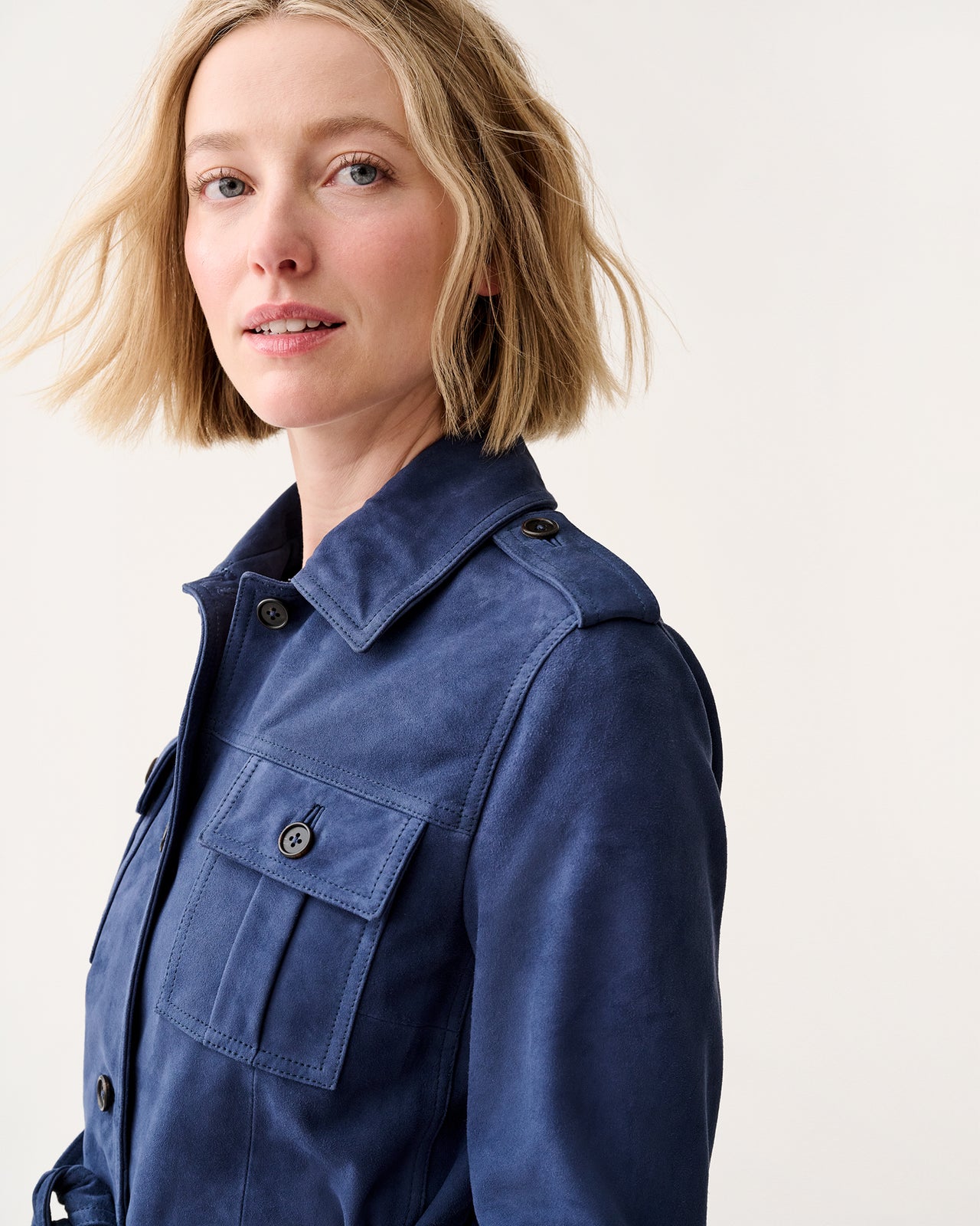 Safari Jacket in Bright Navy Suede