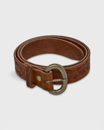 Load image into Gallery viewer, 1.25" Hand-Tooled Belt in Brown Floral Leather
