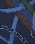 Load image into Gallery viewer, Silk Print Tie in Navy/Brown Equestrian
