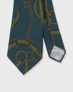 Load image into Gallery viewer, Silk Print Tie in Green/Brown Equestrian
