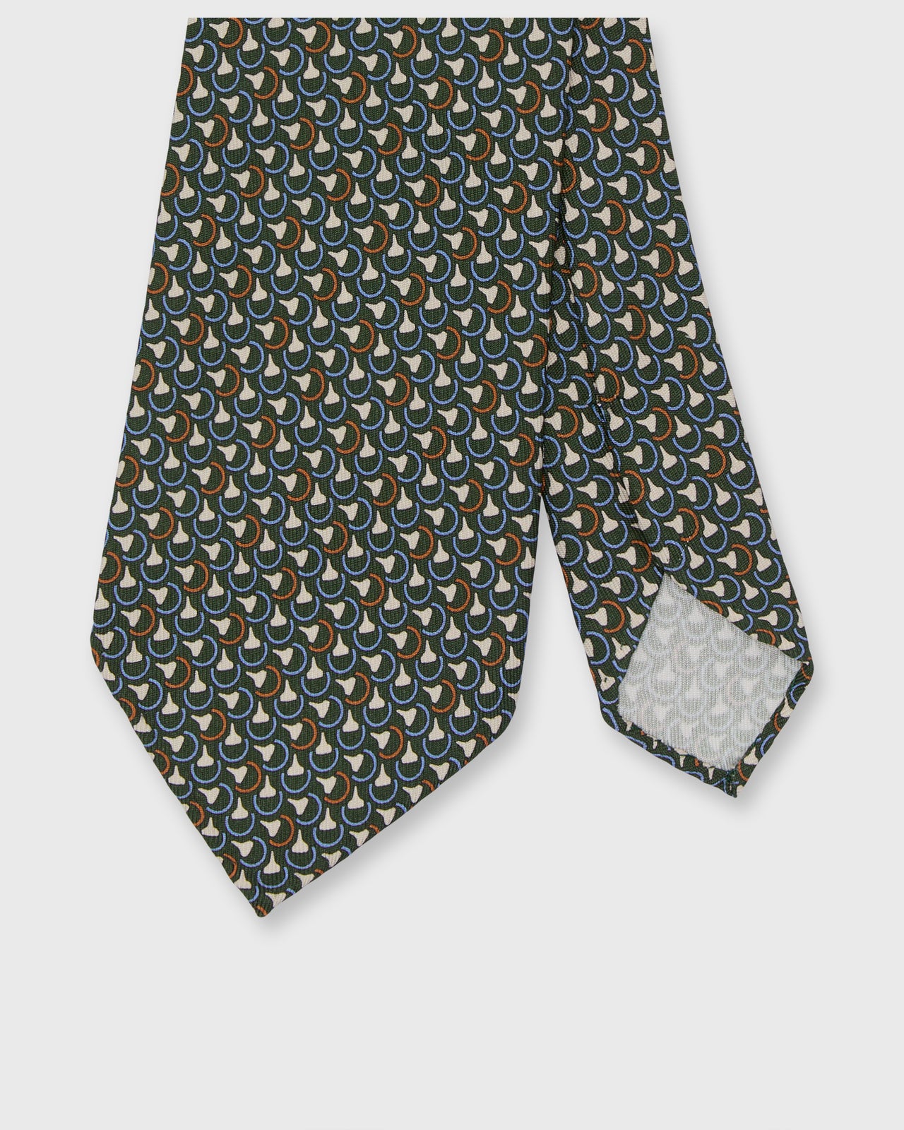 Silk Print Tie in Green/Sky/Orange Deco