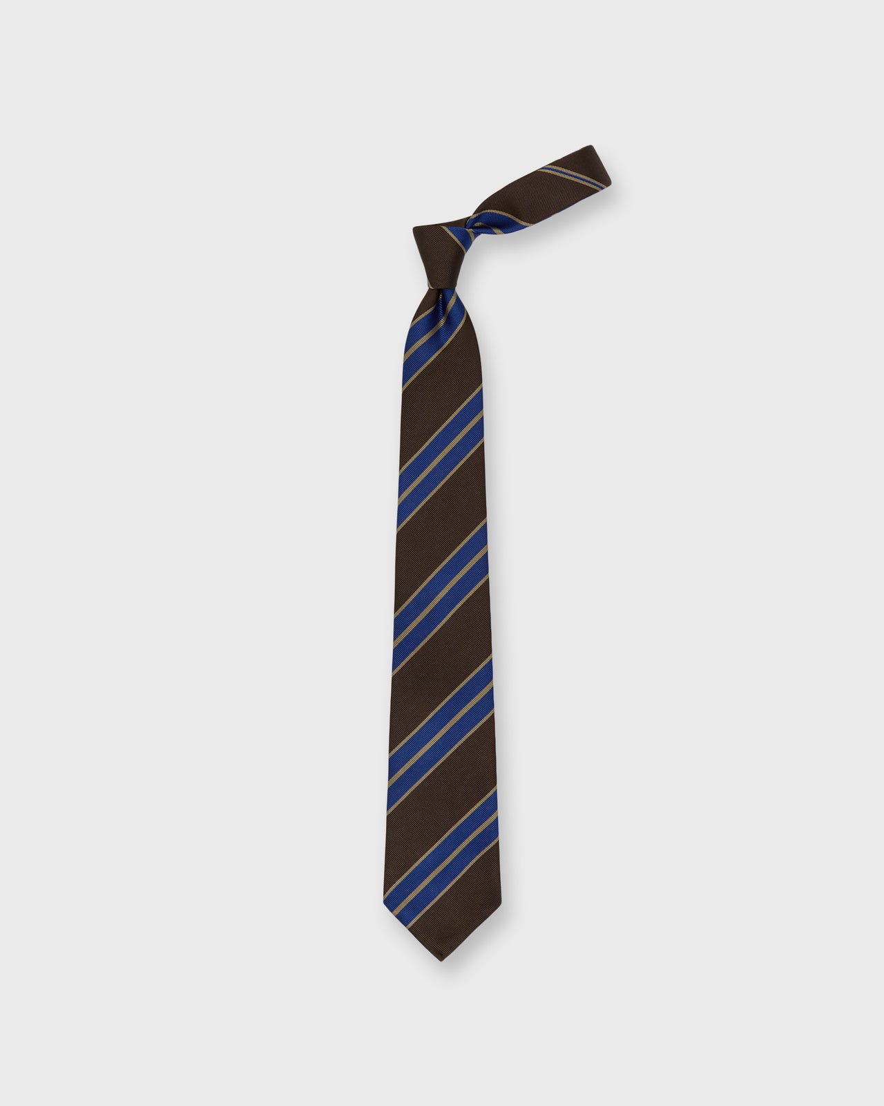 Silk Woven Tie in Brown/Purple/Khaki Stripe