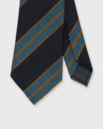 Load image into Gallery viewer, Silk Woven Tie in Navy/Dusty Blue/Orange Stripe
