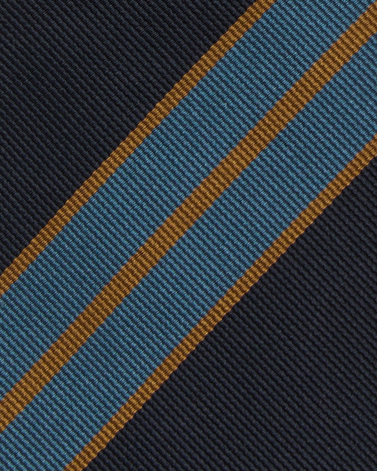 Silk Woven Tie in Navy/Dusty Blue/Orange Stripe