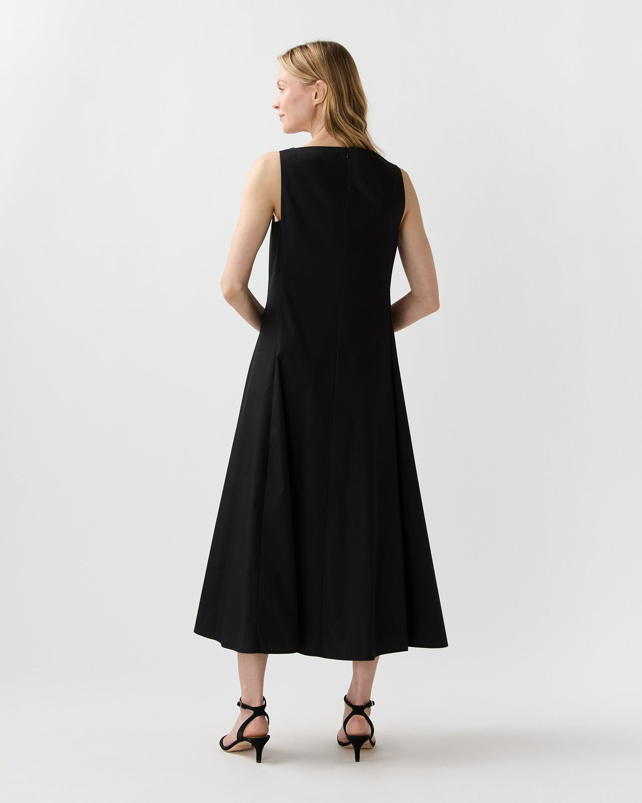 Rosalind Dress in Black Cotton/Nylon Poplin