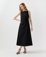 Load image into Gallery viewer, Rosalind Dress in Black Cotton/Nylon Poplin

