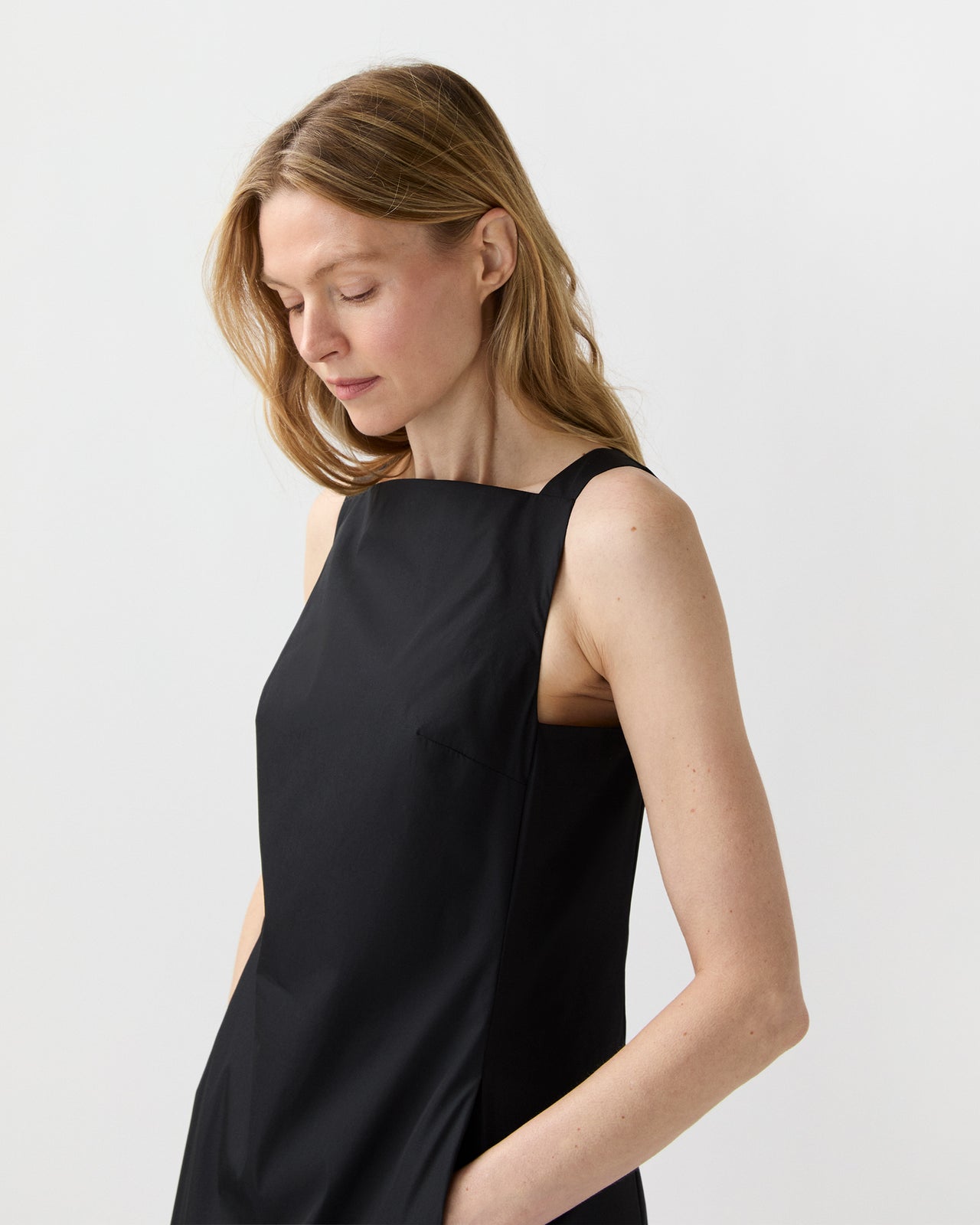 Rosalind Dress in Black Cotton/Nylon Poplin