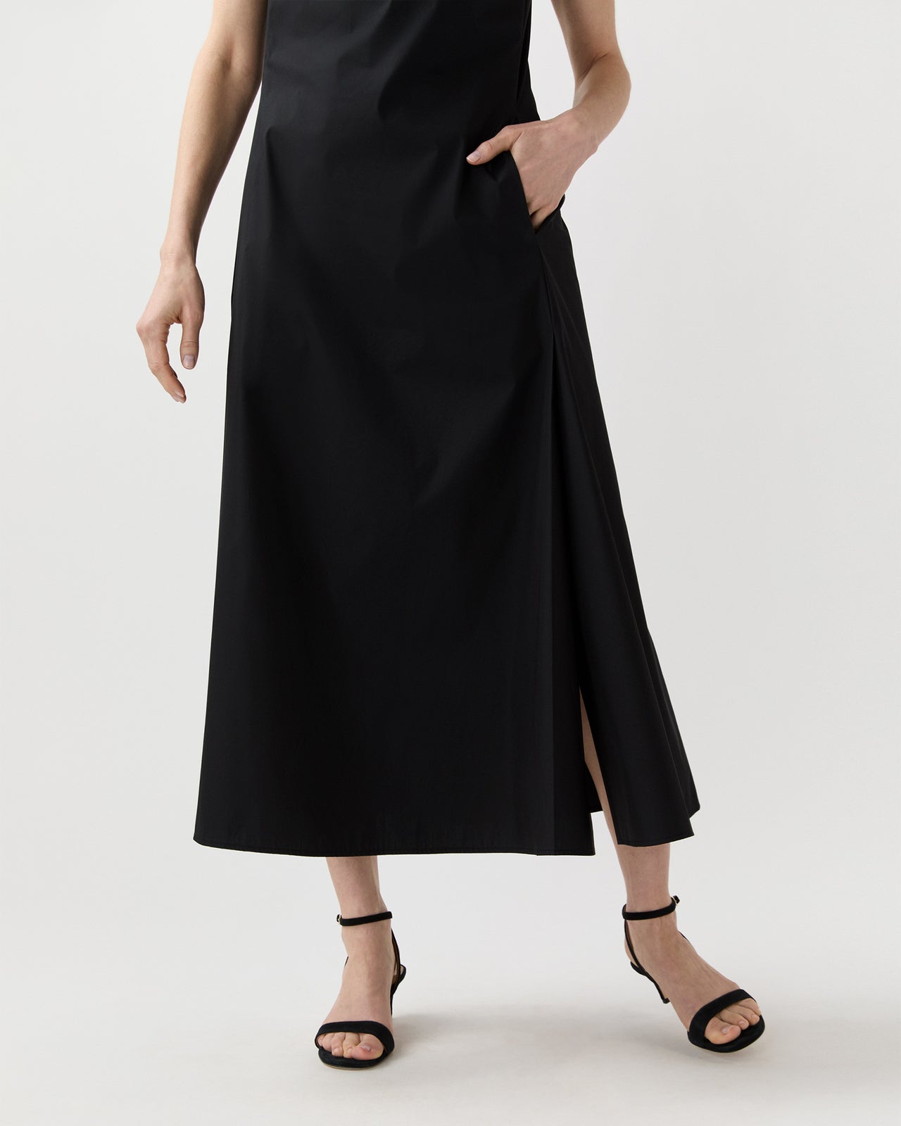 Rosalind Dress in Black Cotton/Nylon Poplin