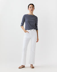 Kendall Flare 5-Pocket Jean in White Stretch Denim