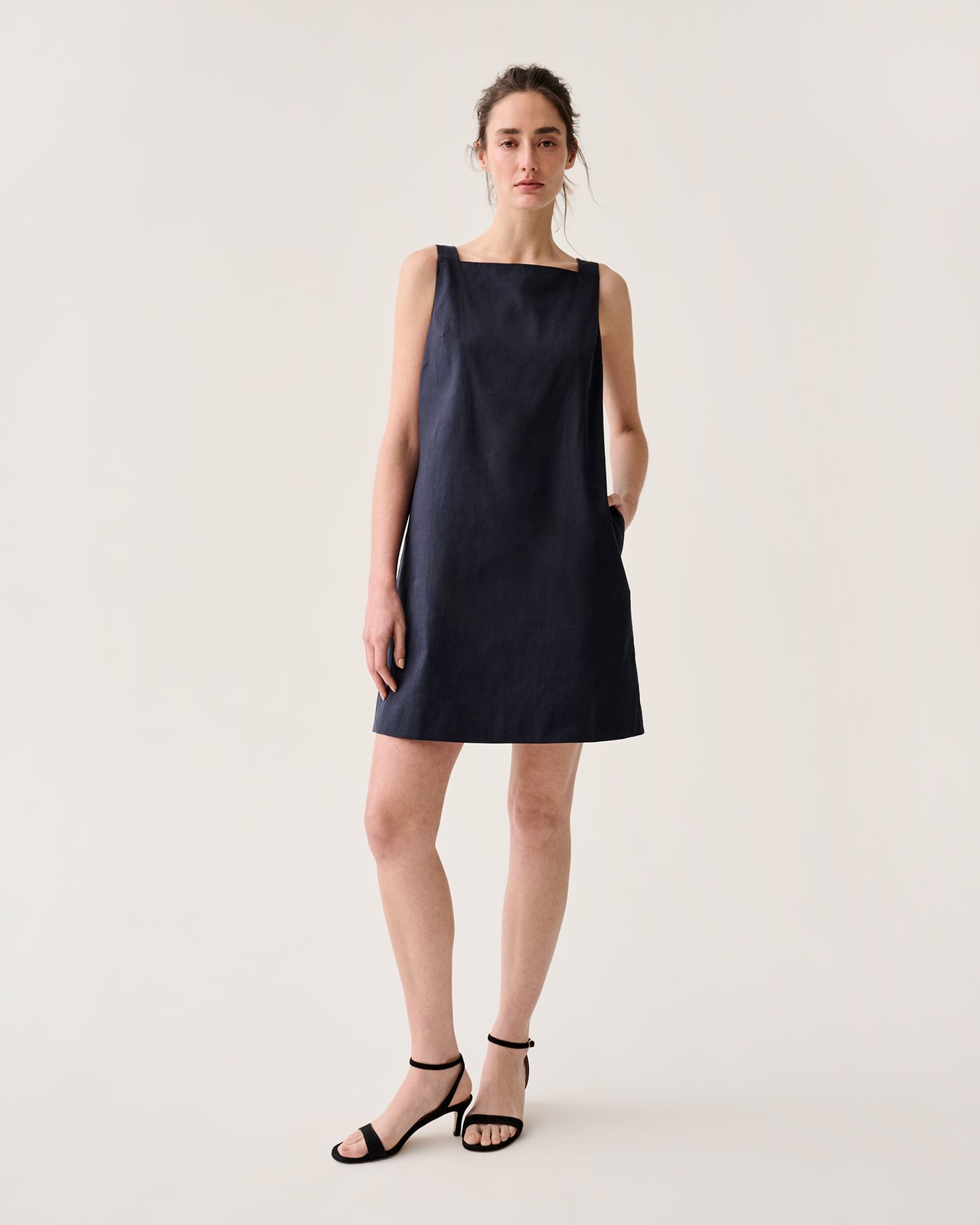 Madelyn Dress in Navy Stretch Cotolino