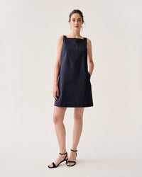 Madelyn Dress in Navy Stretch Cotolino