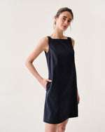 Load image into Gallery viewer, Madelyn Dress in Navy Stretch Cotolino
