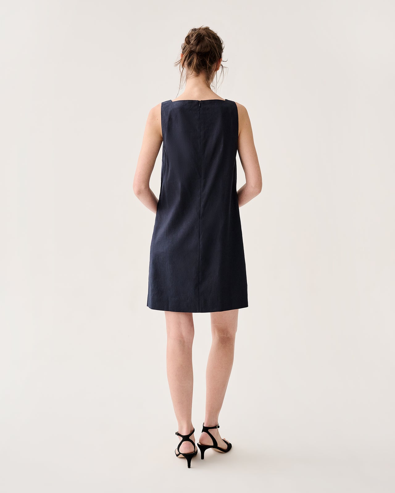 Madelyn Dress in Navy Stretch Cotolino