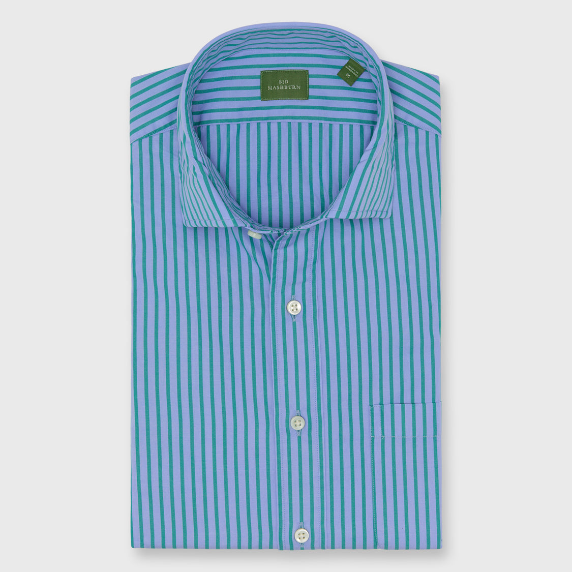 Made-to-Measure Shirt in Sky/Teal Stripe Poplin