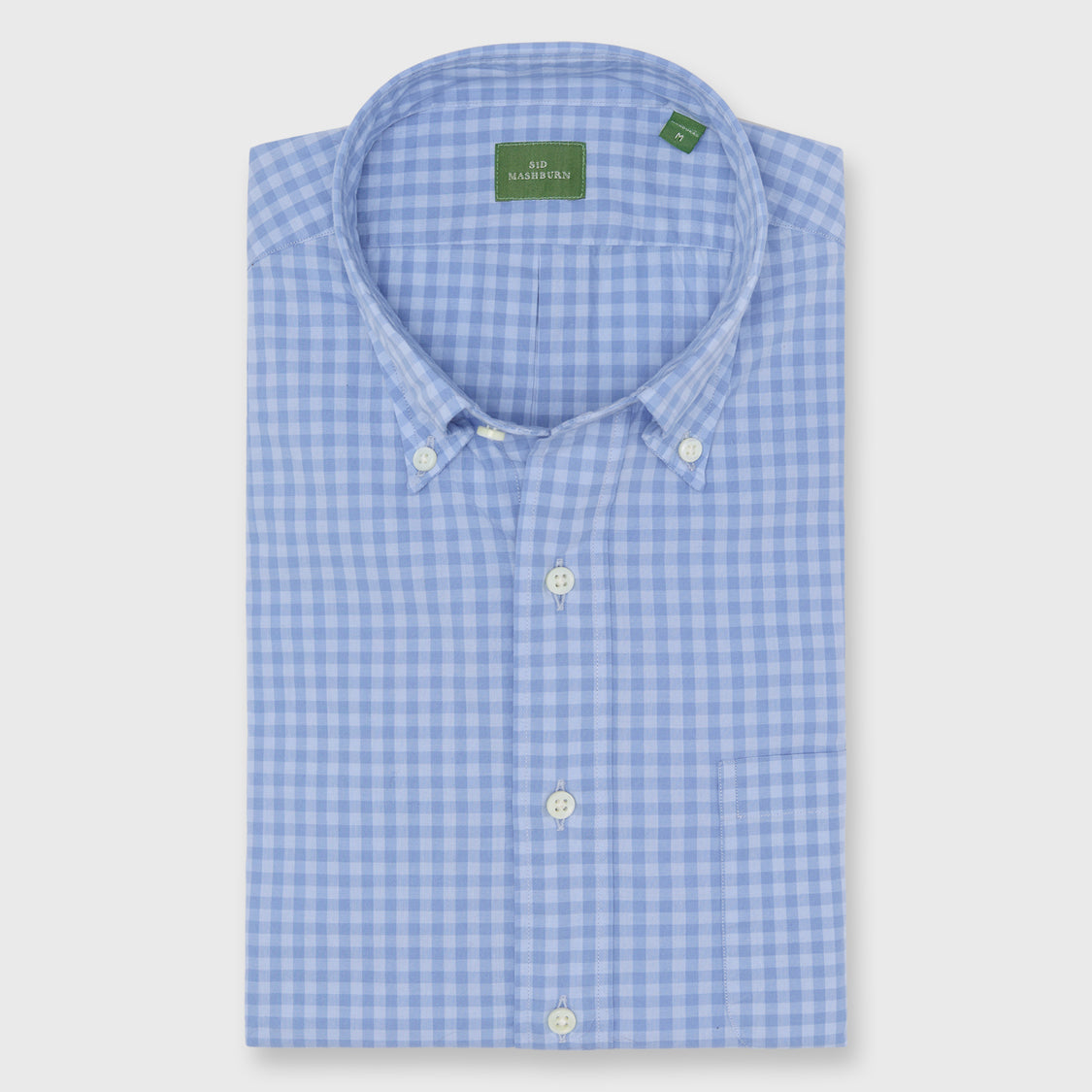 Made-to-Measure Shirt in Blue/Sky Gingham Poplin