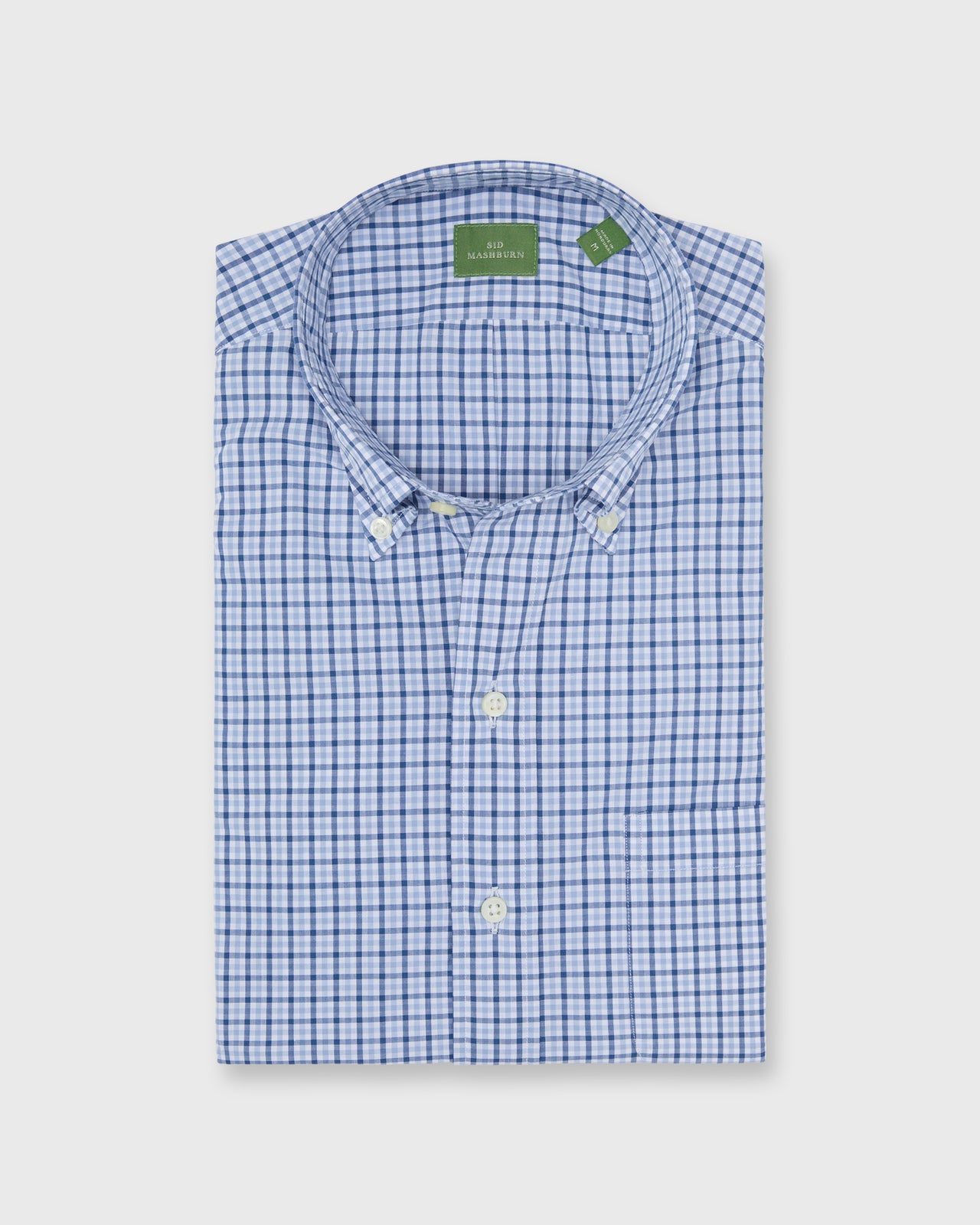 Button-Down Sport Shirt in Blue/Sky Check Poplin