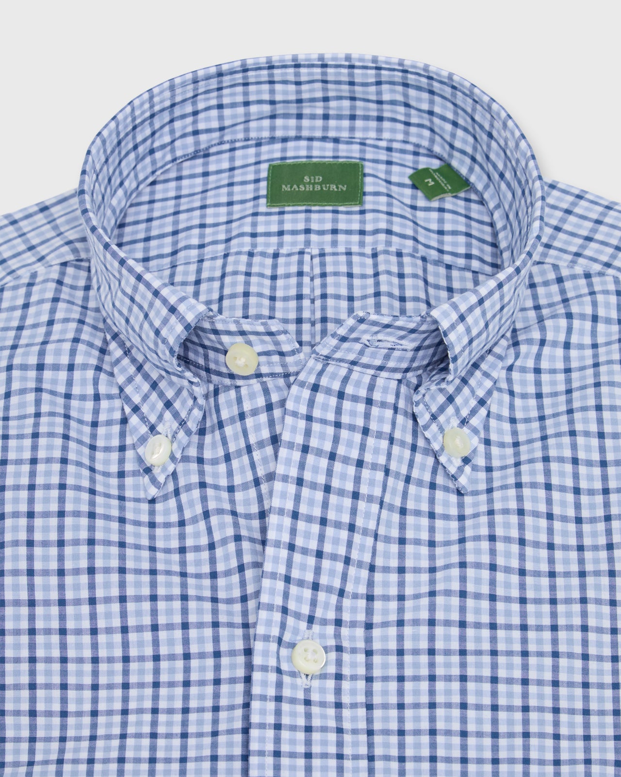 Button-Down Sport Shirt in Blue/Sky Check Poplin