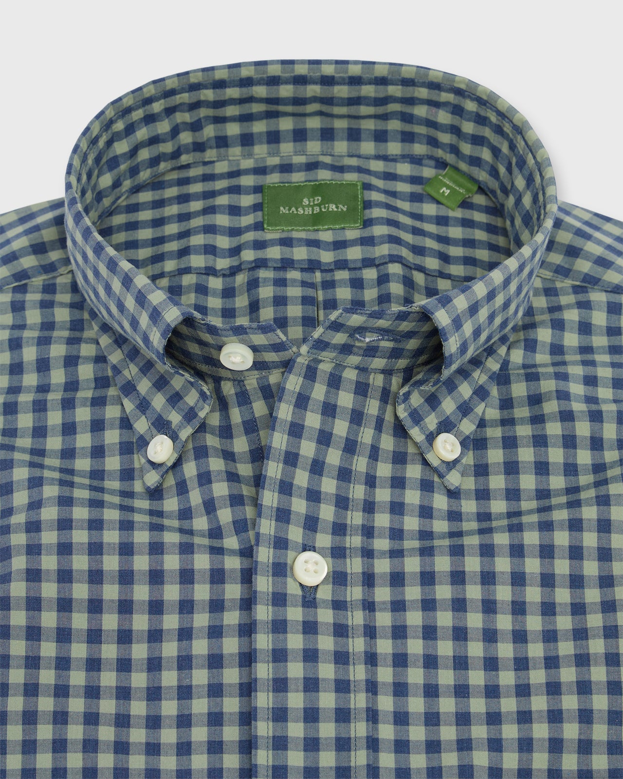 Button-Down Sport Shirt in Lovat/Heather Blue Gingham