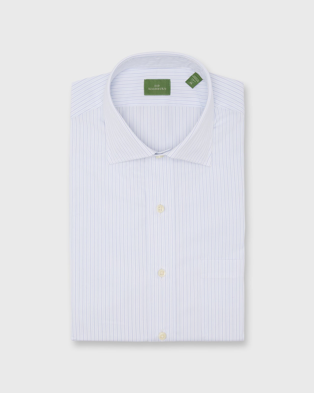 Spread Collar Dress Shirt in Blue Multi Stripe Poplin