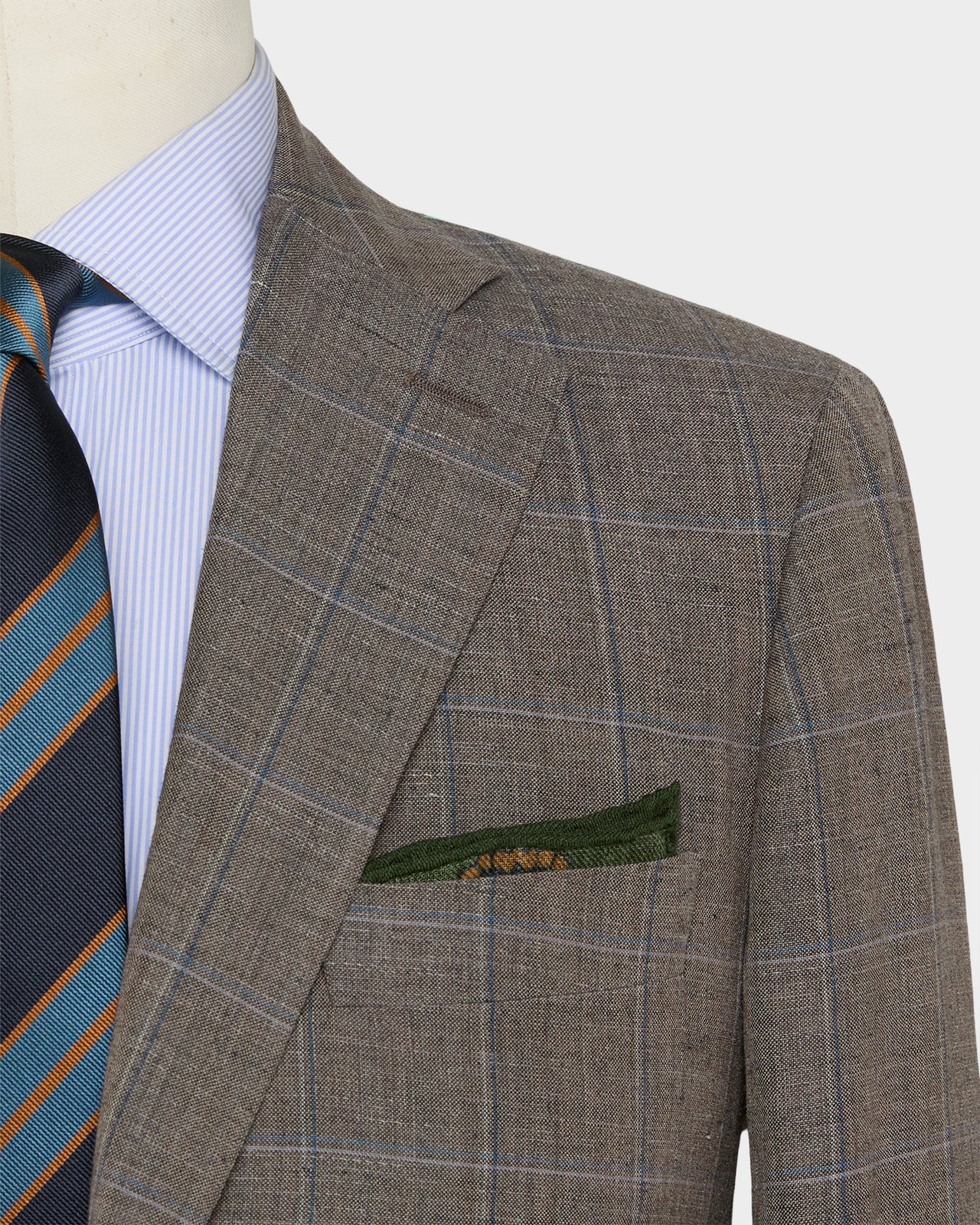 Virgil No. 3 Suit in Mocha/Blue/Bone Windowpane Plainweave