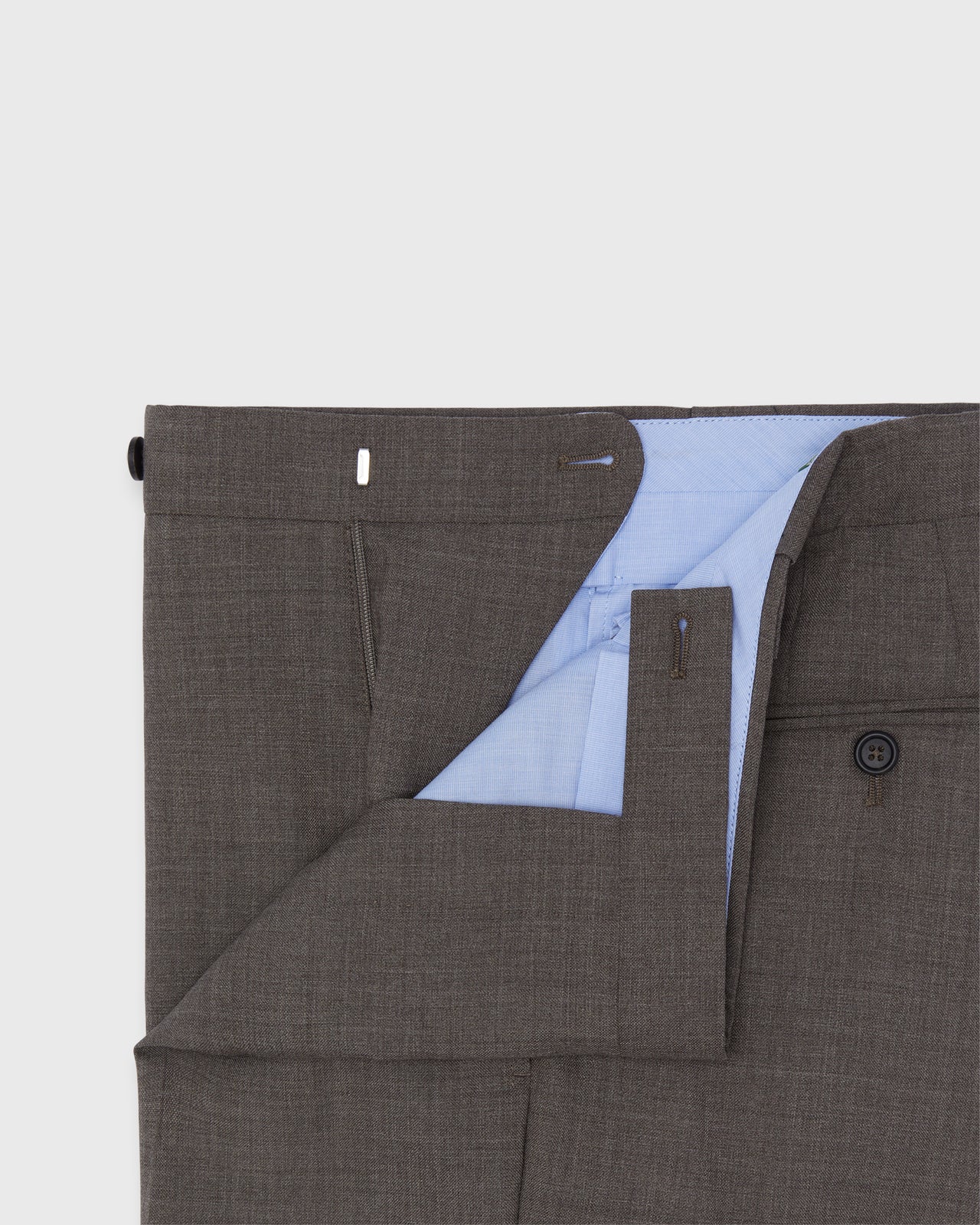 Side-Tab Dress Trouser in Mocha Tropical Wool