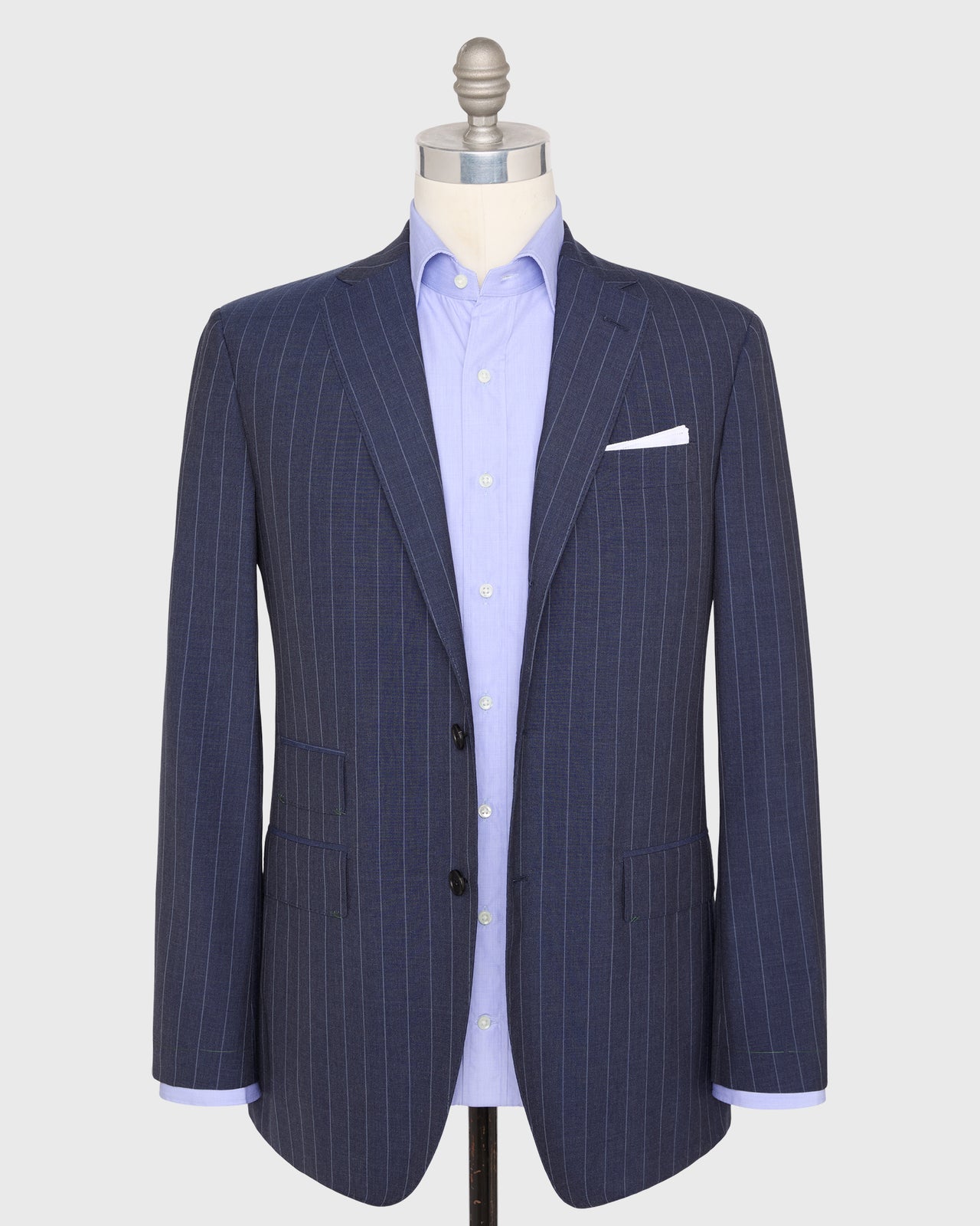 Virgil No. 3 Suit in Airforce/Sky Chalk Stripe Plainweave