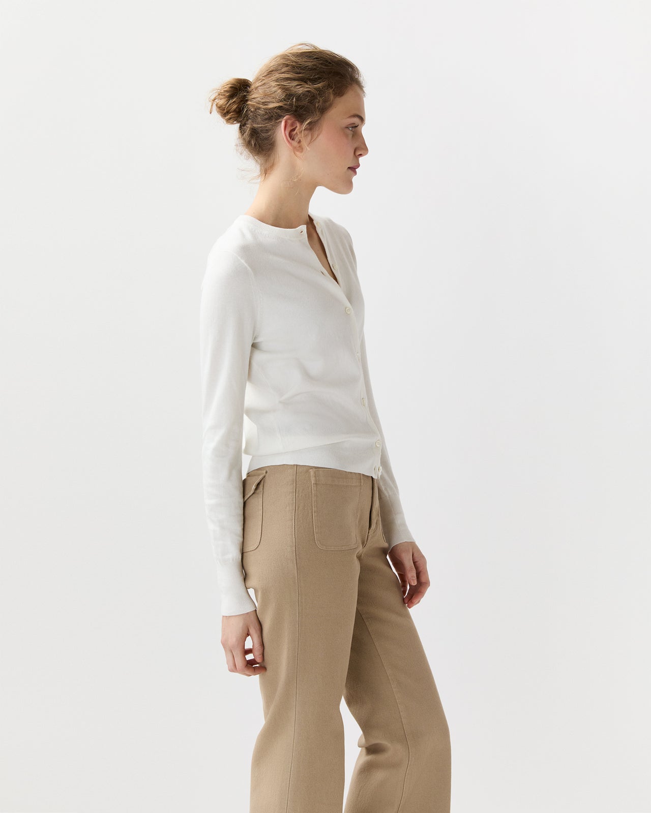 Rosie Cardigan in Ivory Cotton/Silk