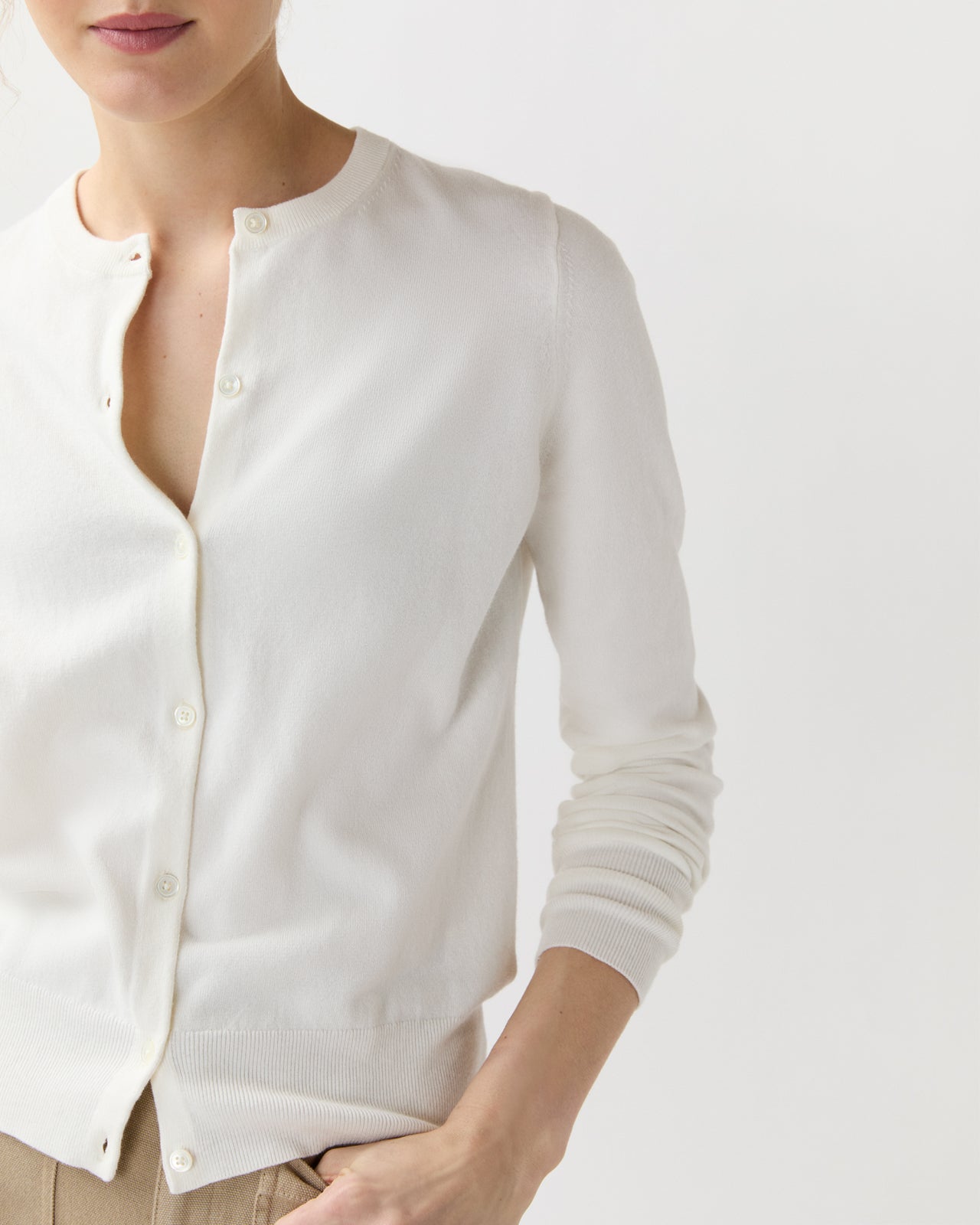 Rosie Cardigan in Ivory Cotton/Silk