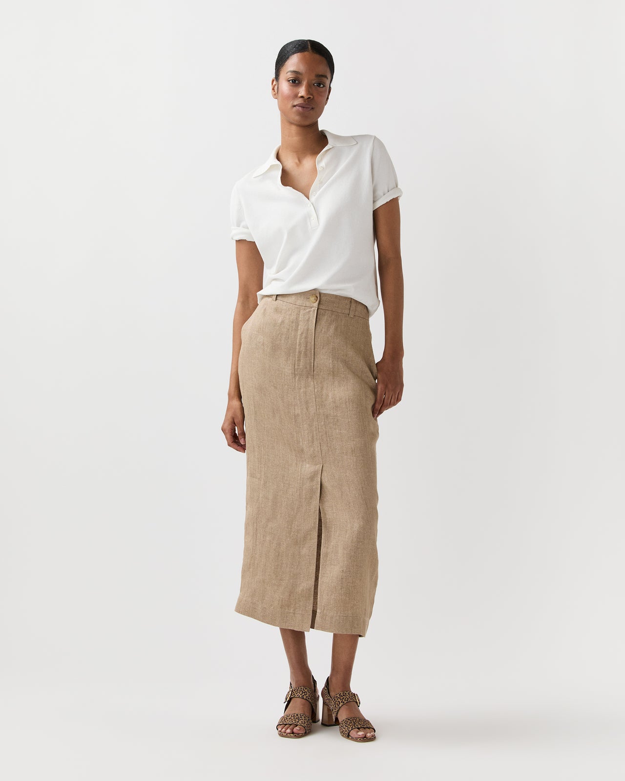 Tasha Polo in Chalk Ice Cotton