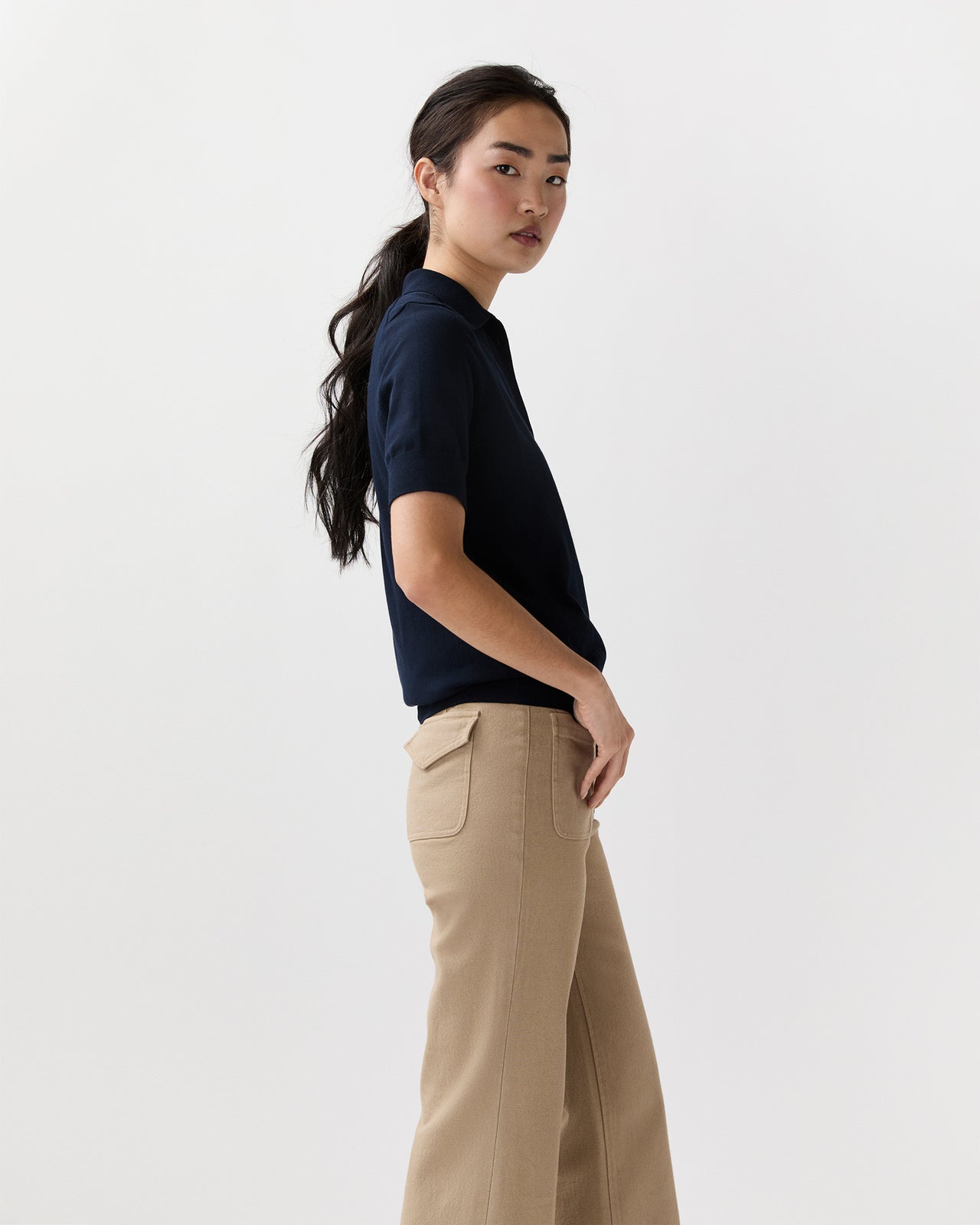 Tasha Polo in Navy Ice Cotton