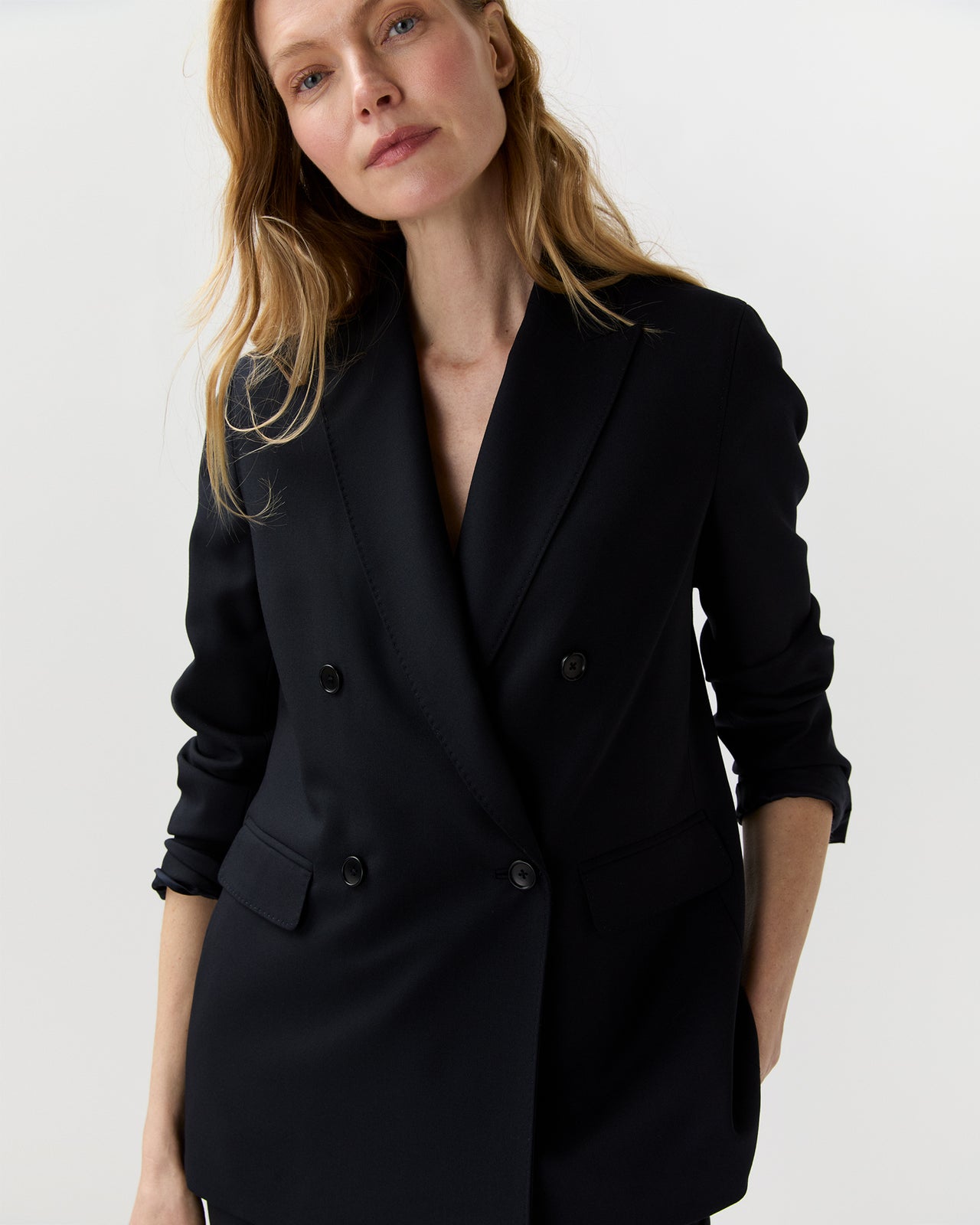 Concetta Jacket in Navy 3-Ply Plainweave
