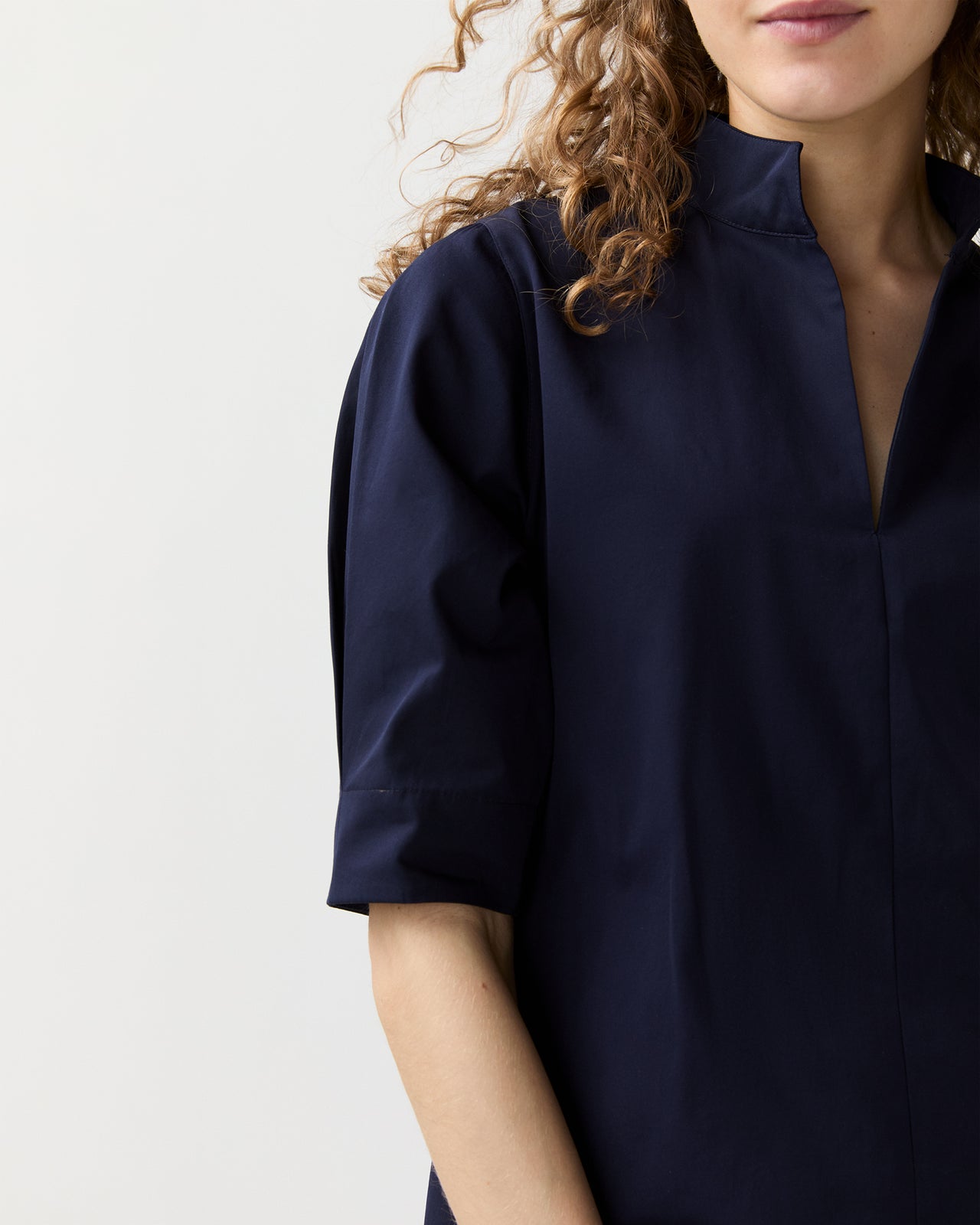 Violetta Dress in Navy Poplin