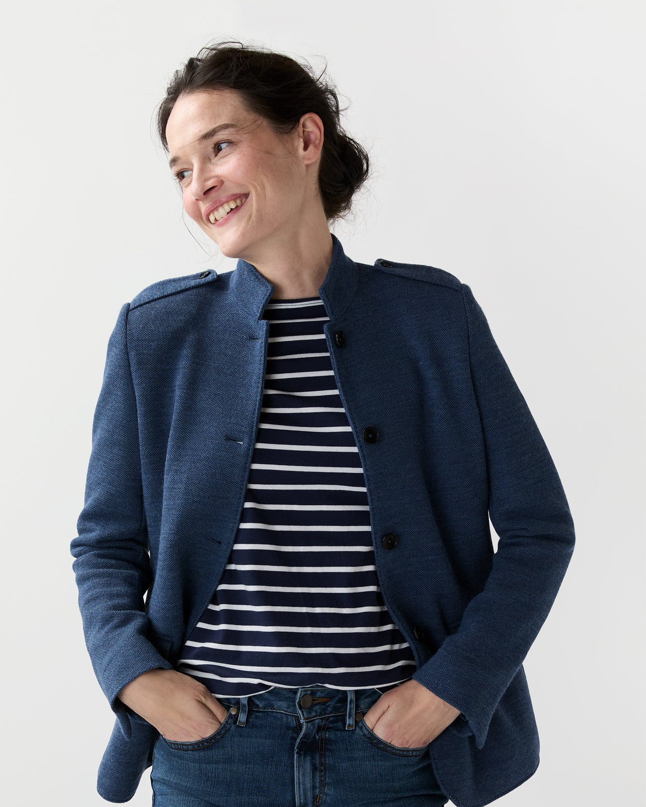 Marguerite Jacket in Airforce Blue Knit
