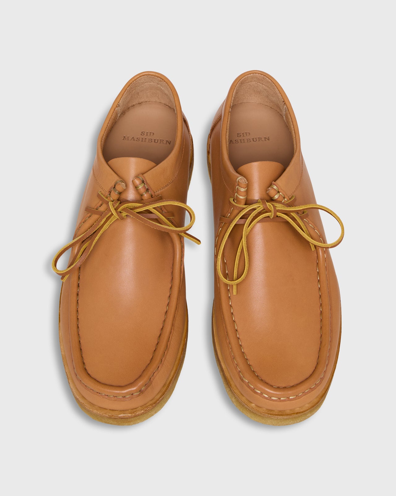 Crepe Lace-Up Moccasin in Natural Leather