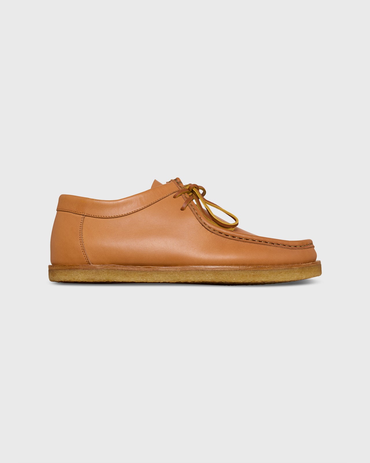Crepe Lace-Up Moccasin in Natural Leather
