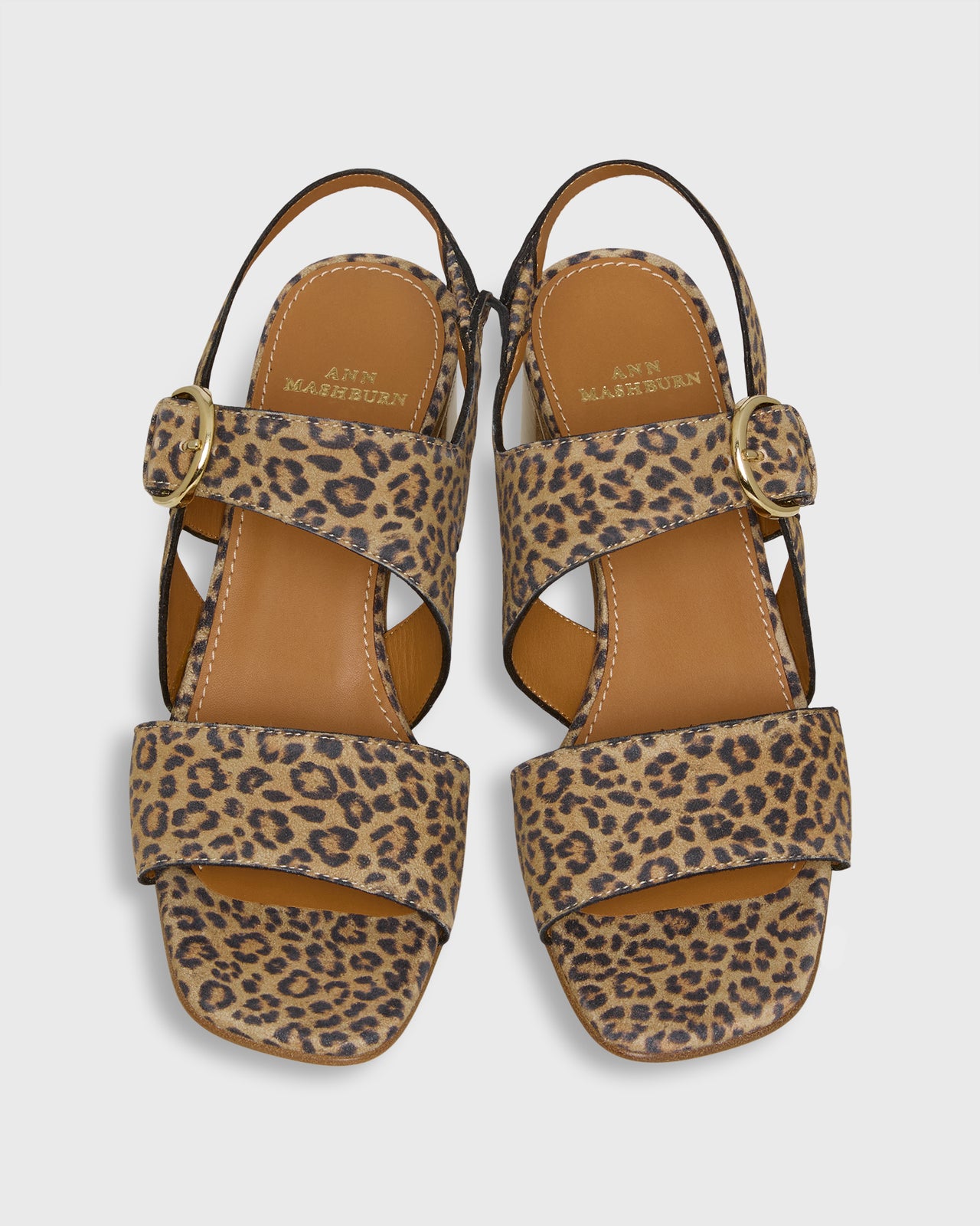 Double-Strap Block Heel in Animal Printed Suede