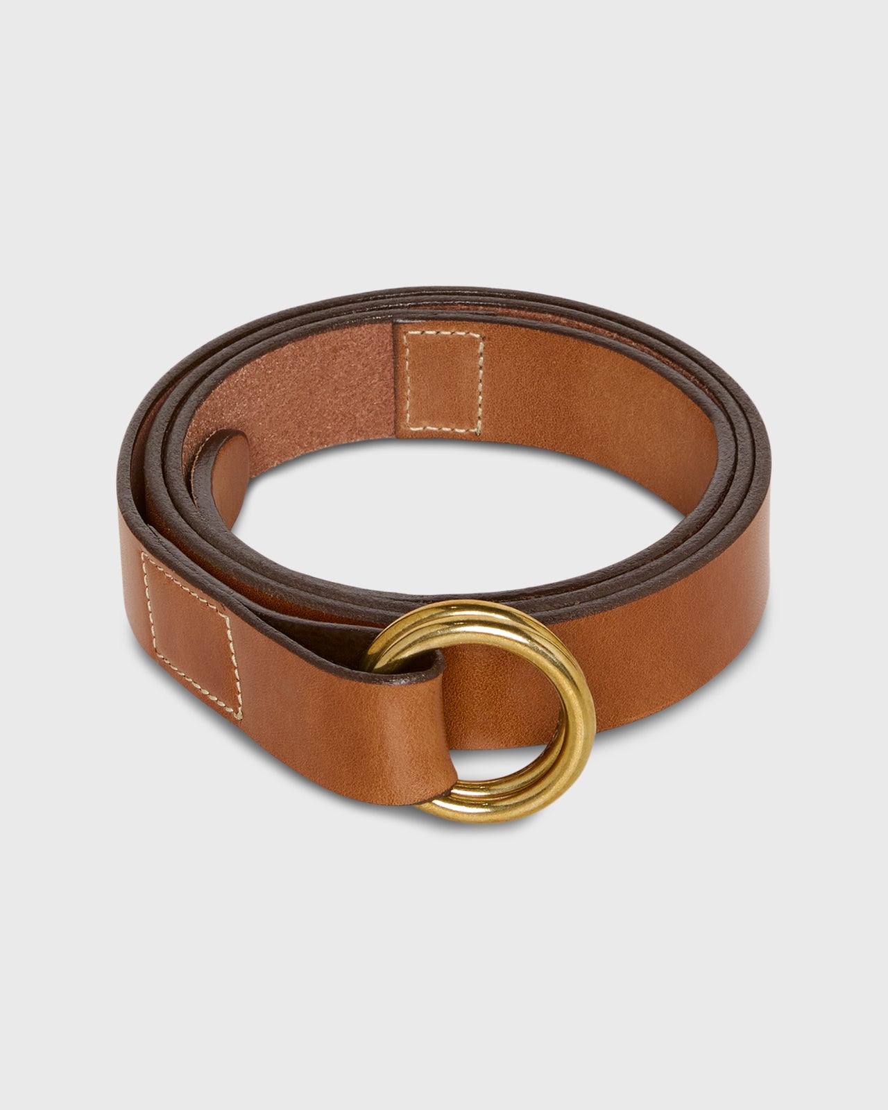 1" Double O-Ring Belt in Medium Brown Leather