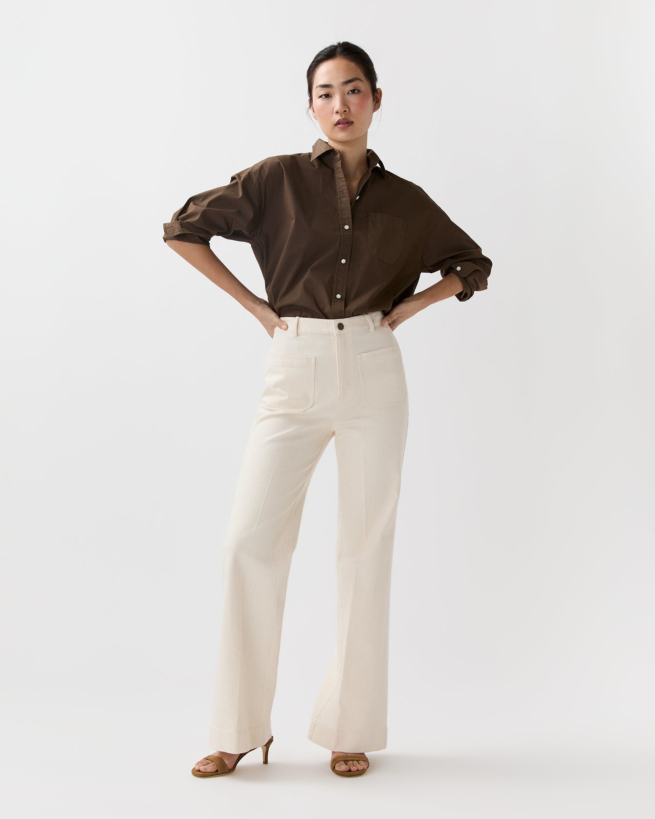 Camille Patch-Pocket Jean in Natural Stretch Denim