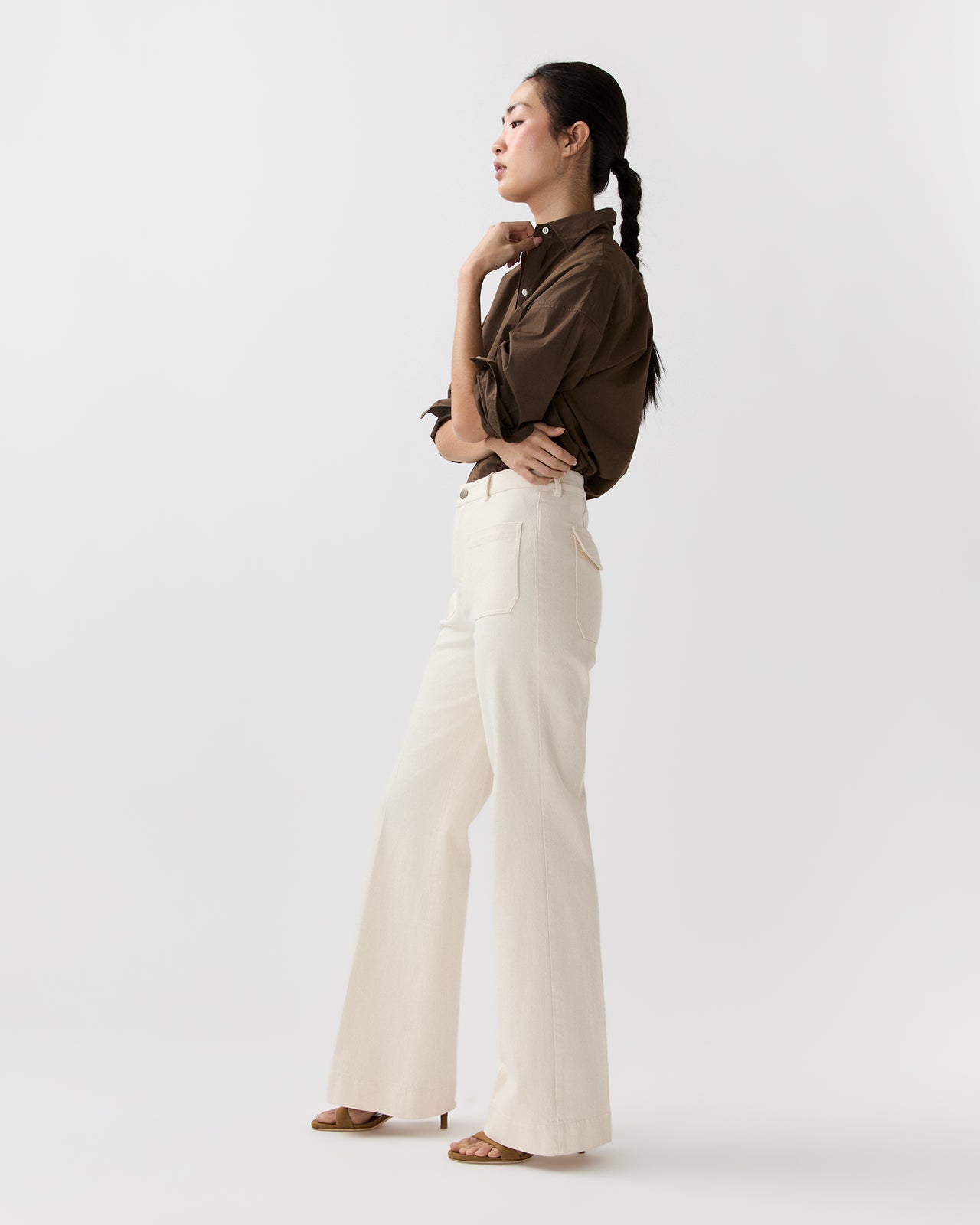 Camille Patch-Pocket Jean in Natural Stretch Denim