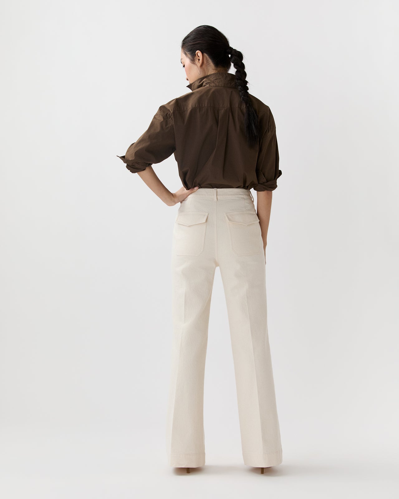 Camille Patch-Pocket Jean in Natural Stretch Denim