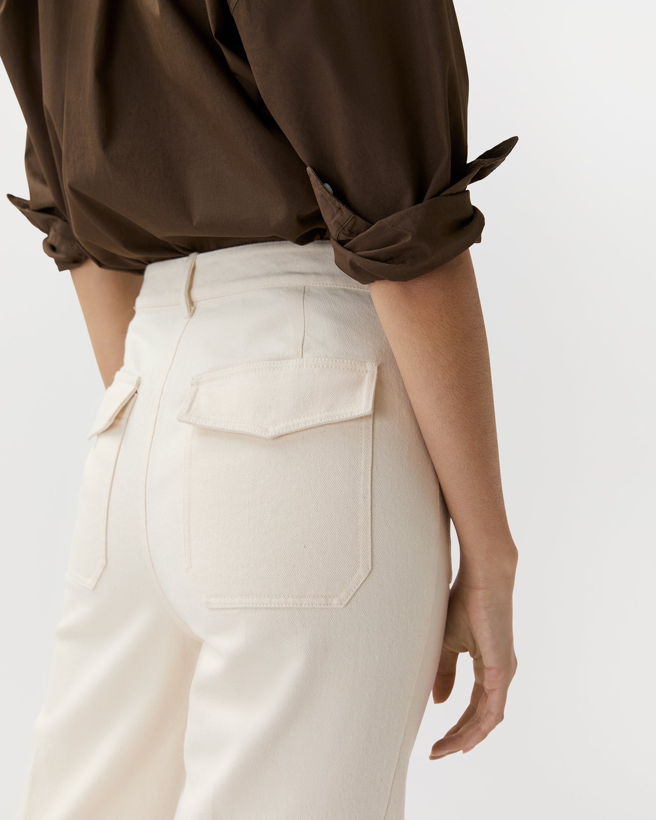 Camille Patch-Pocket Jean in Natural Stretch Denim