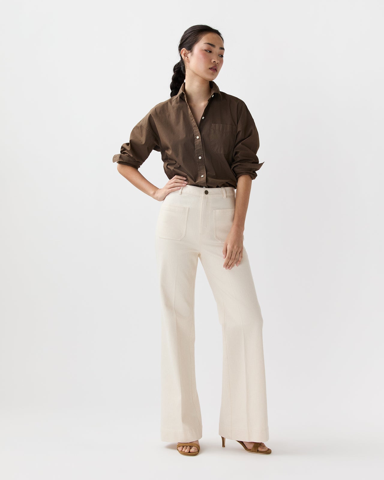 Camille Patch-Pocket Jean in Natural Stretch Denim