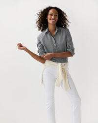 Tomboy Club Popover Shirt in Navy Micro Gingham Poplin