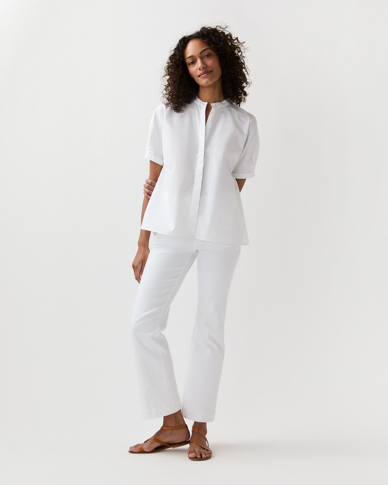 Perry Shirt in White Poplin