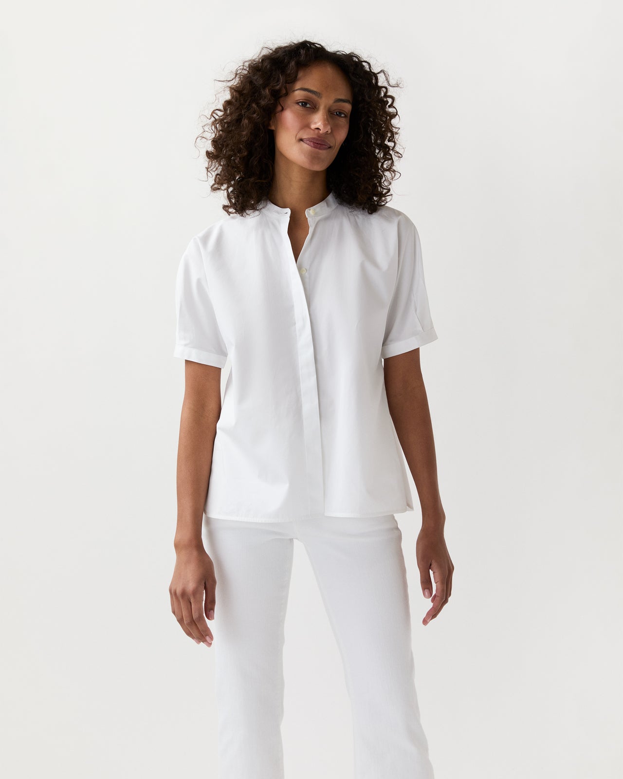 Perry Shirt in White Poplin