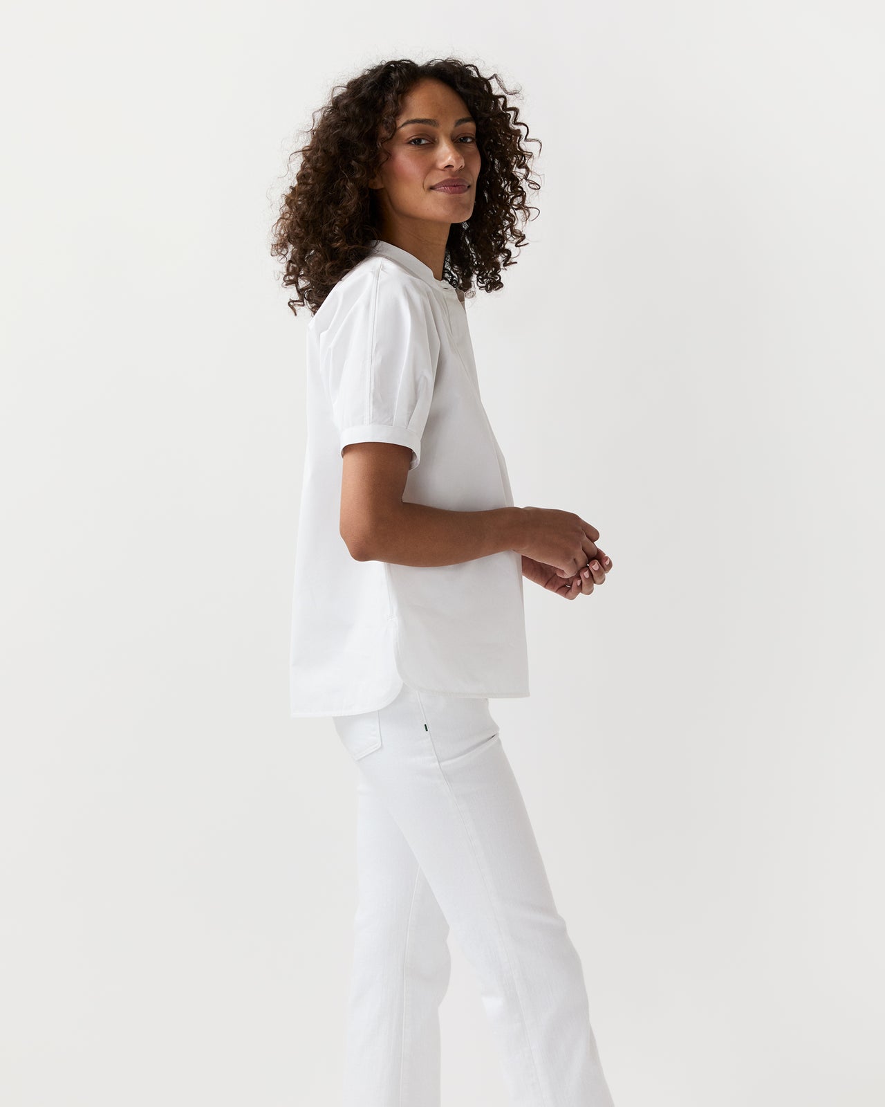 Perry Shirt in White Poplin