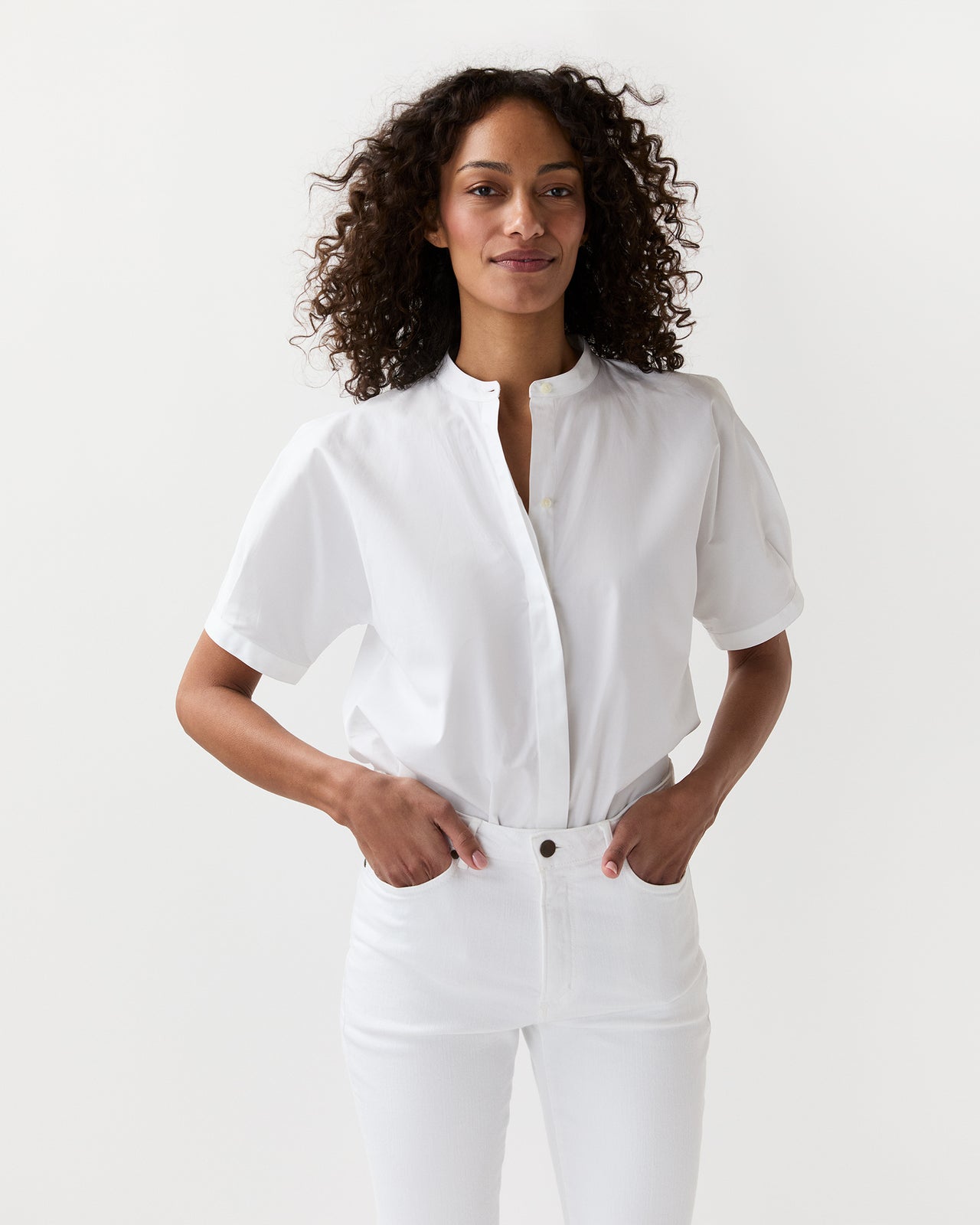 Perry Shirt in White Poplin